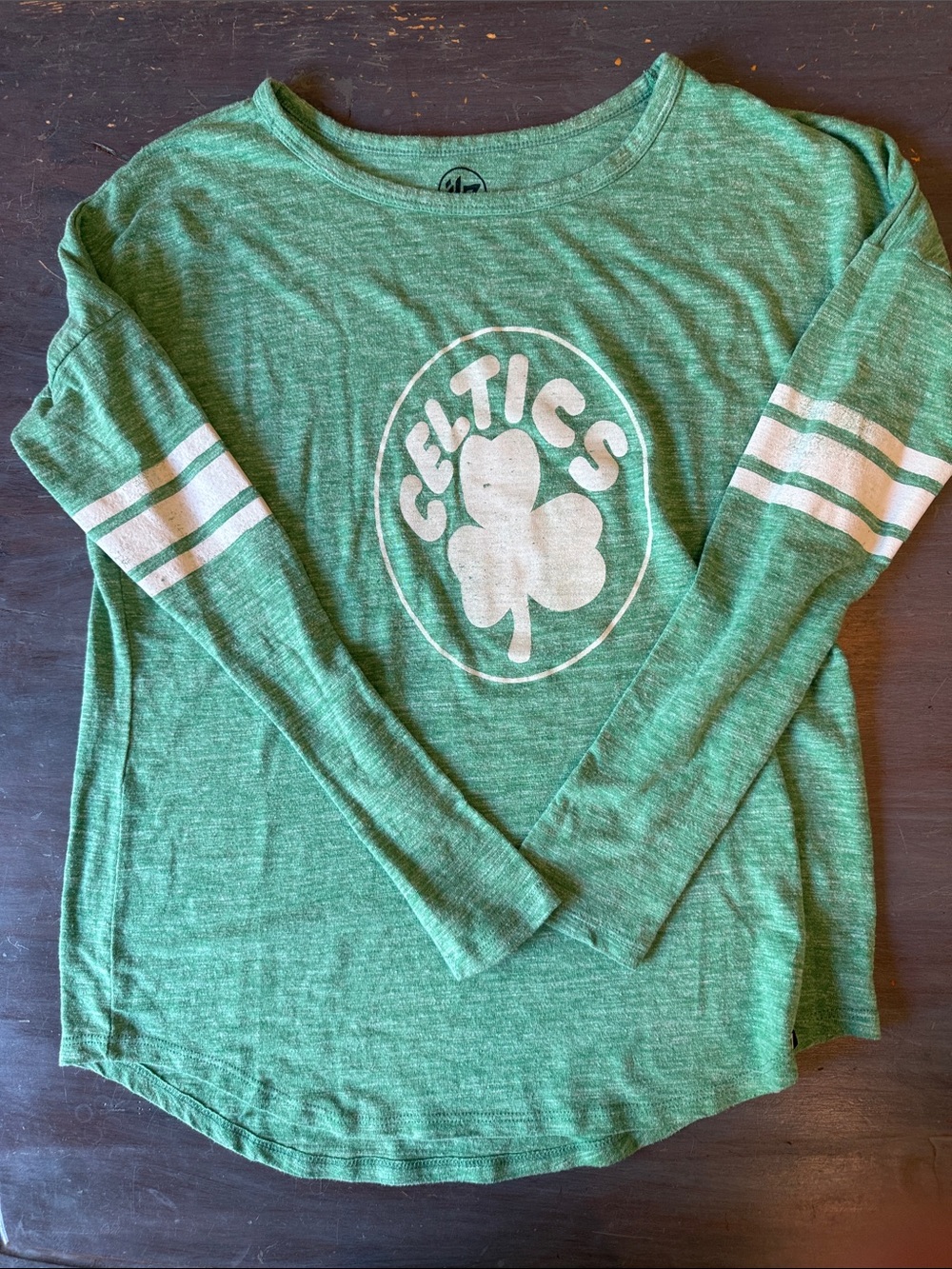 47 Brand Heather Green Crewneck Tee with Printed Logo